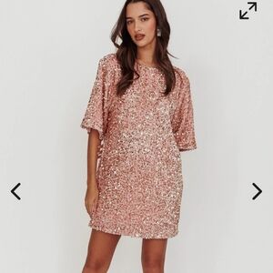 Selfie Leslie Gold Sequin Mini Dress Dolman Sleeve
